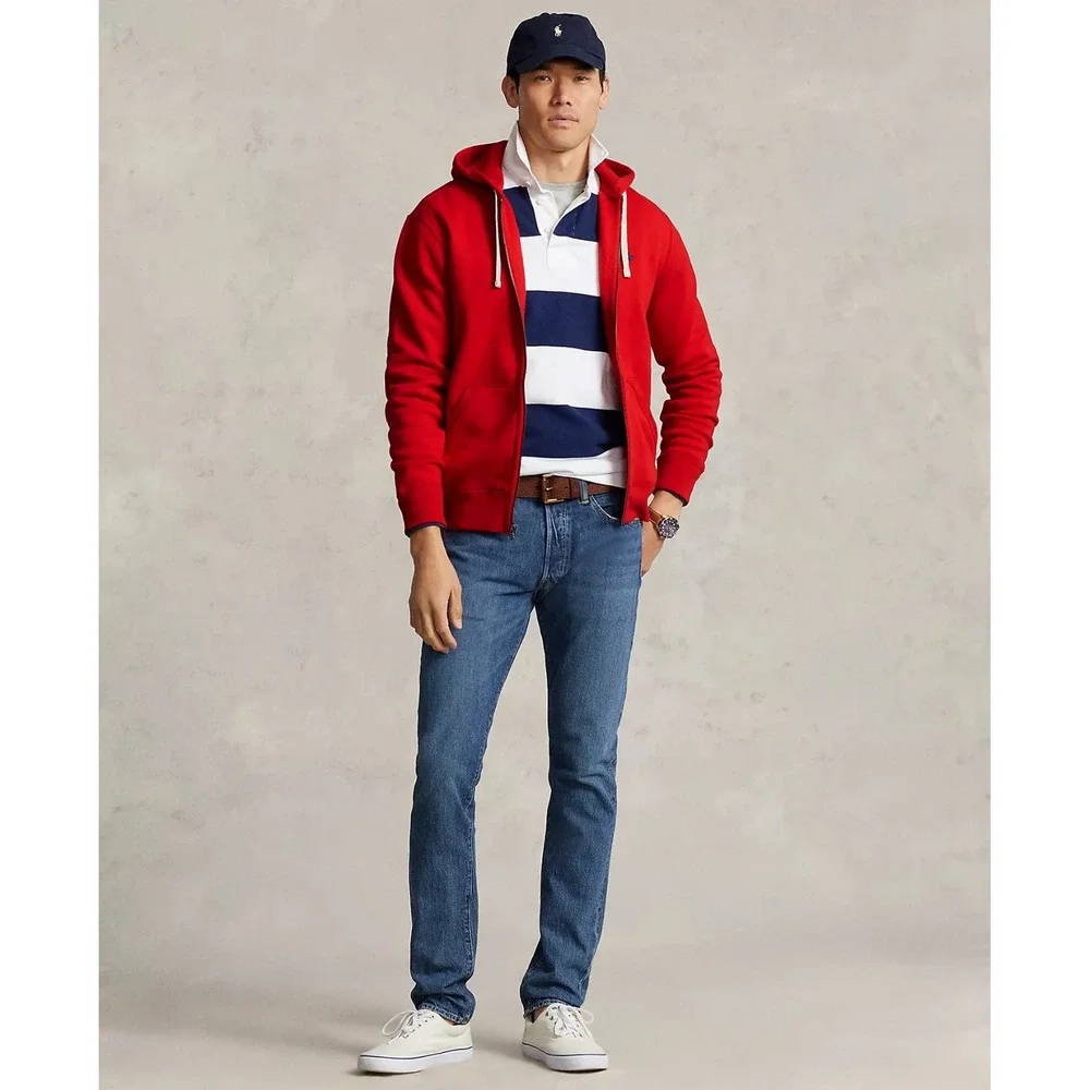 Polo Ralph Lauren Classic Full Zip Fleece Hoodie Red Size Large NEW